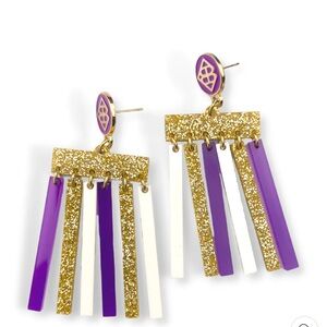 Brianna Cannon Purple/Gold Gameday Earrings. NEW WITH TAGS